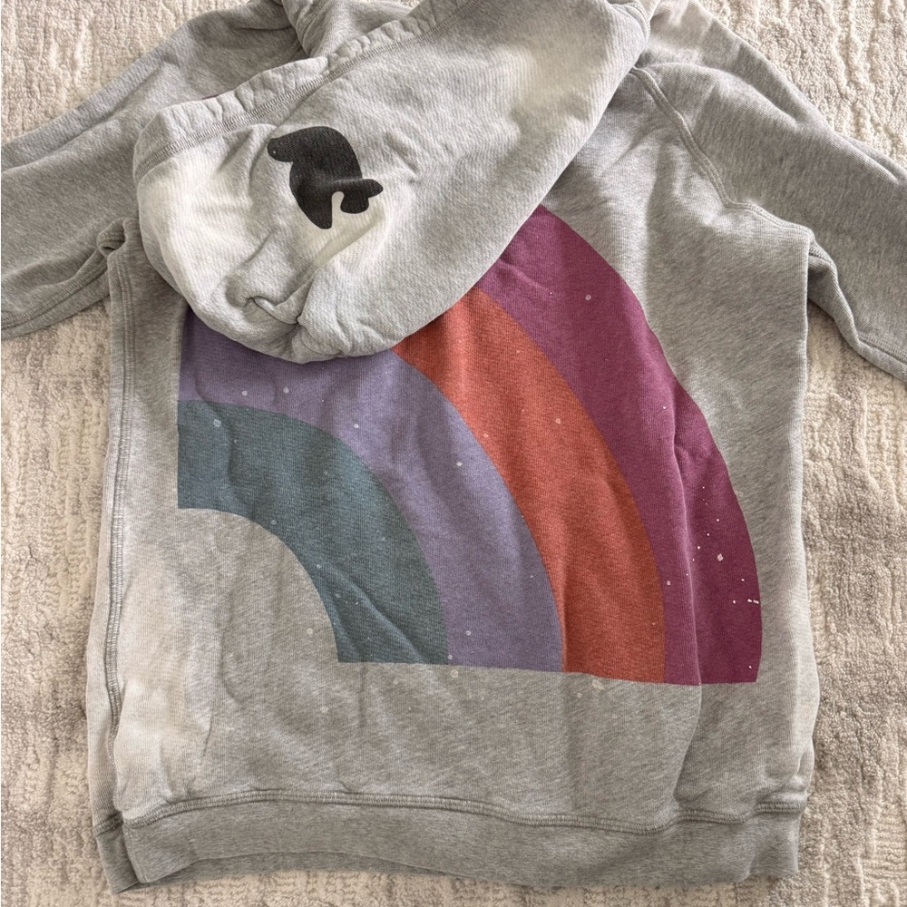FREE CITY Gray Hoodie with Rainbow Graphic Size 1 - Picture 2 of 5